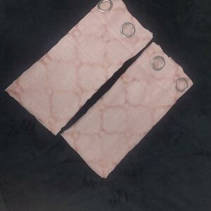 Sally Curtains with Embroidery Details Color: Pink Panels: 2. (37 in W × 84 in L